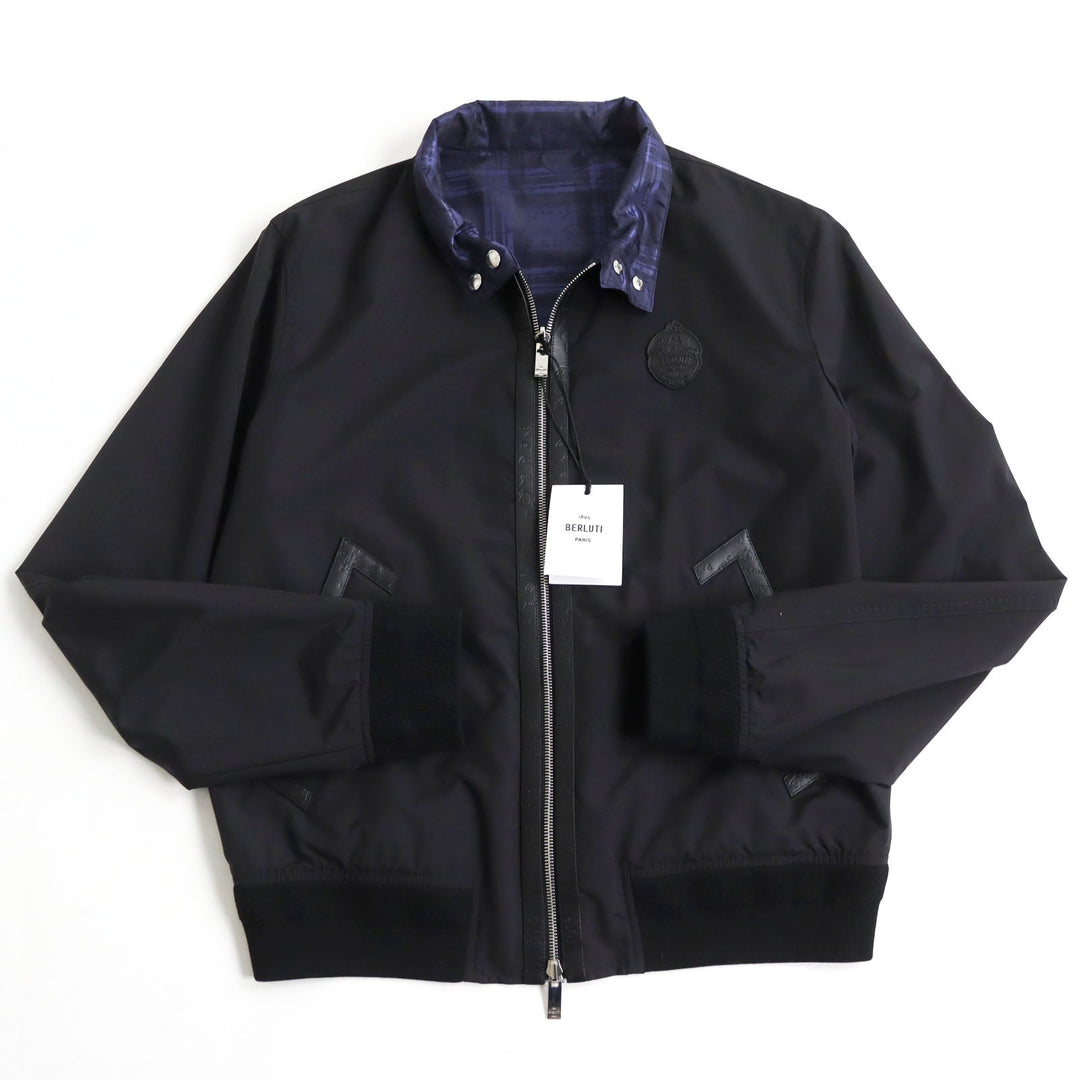 Berluti Blouson R18OBL87WAZT Outer: 54% wool, Outer: 46% nylon, Lining: 100% nylon Black Purple type mens 48 Used Authentic