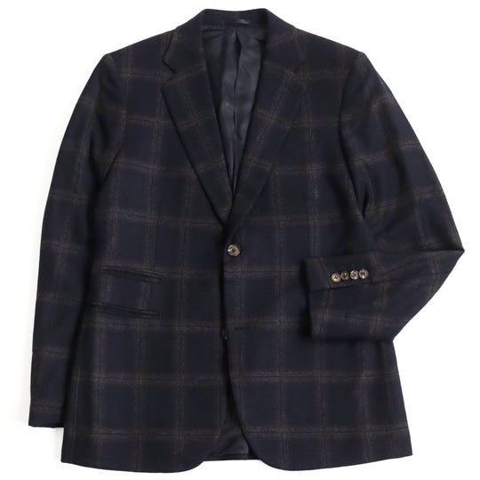 HERMES tailored jacket Outer: 100% cashmere, Lining: 100% cupra Navy brown mens 48 Used Authentic