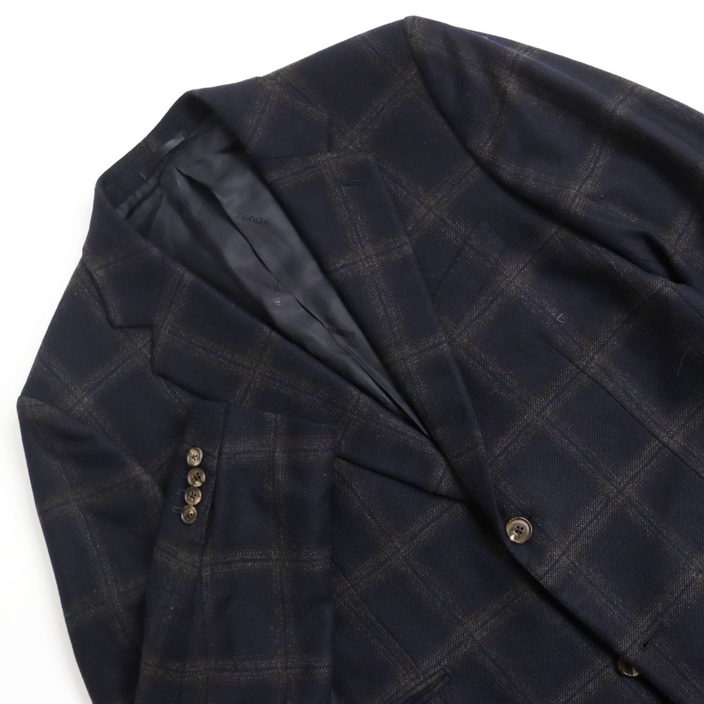 HERMES tailored jacket Outer: 100% cashmere, Lining: 100% cupra Navy brown mens 48 Used Authentic