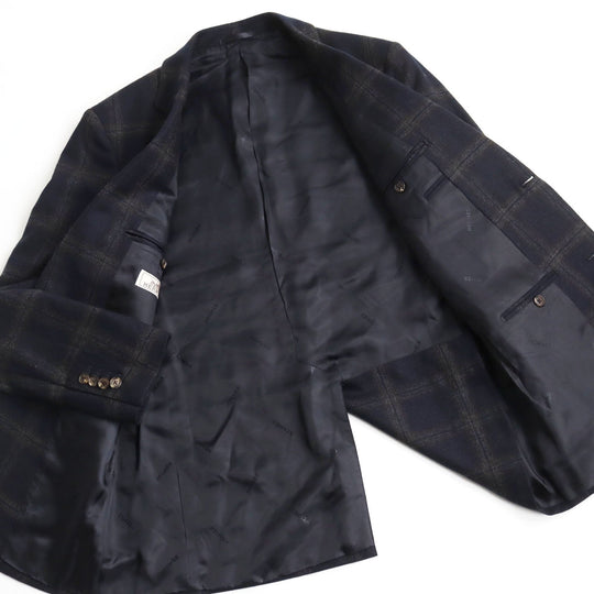 HERMES tailored jacket Outer: 100% cashmere, Lining: 100% cupra Navy brown mens 48 Used Authentic