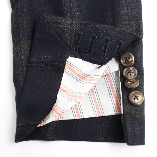HERMES tailored jacket Outer: 100% cashmere, Lining: 100% cupra Navy brown mens 48 Used Authentic