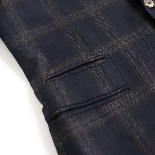 HERMES tailored jacket Outer: 100% cashmere, Lining: 100% cupra Navy brown mens 48 Used Authentic