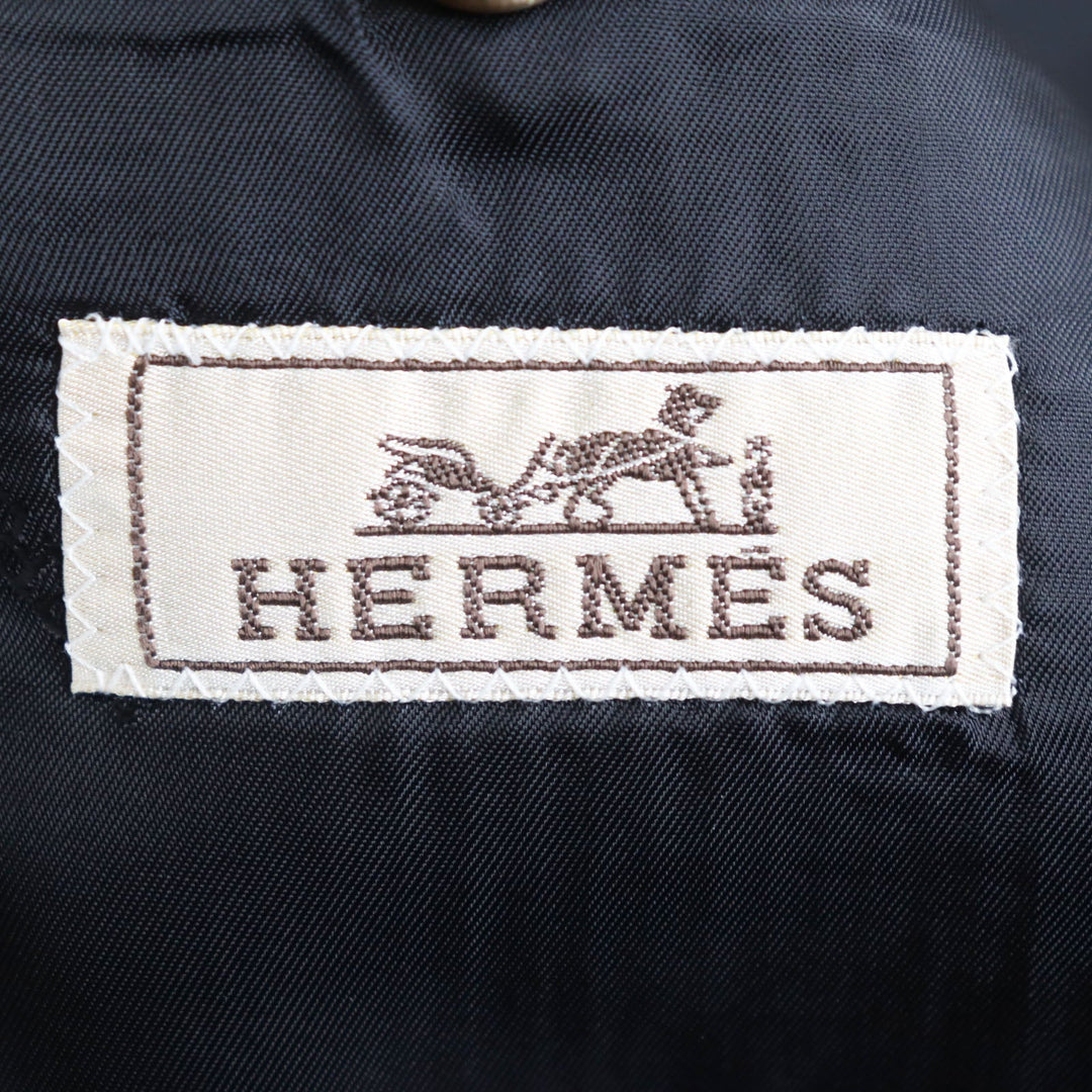 HERMES tailored jacket Outer: 100% cashmere, Lining: 100% cupra Navy brown mens 48 Used Authentic