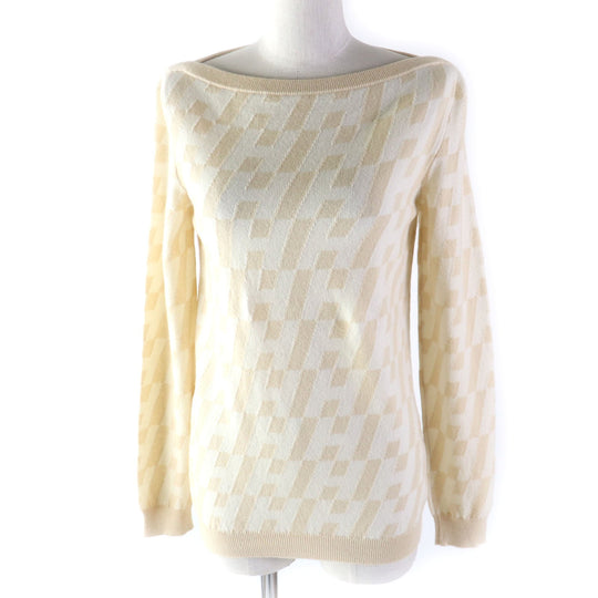 HERMES sweater Main: 100% cashmere Beige Ivory Women 36 Used Authentic