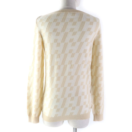 HERMES sweater Main: 100% cashmere Beige Ivory Women 36 Used Authentic