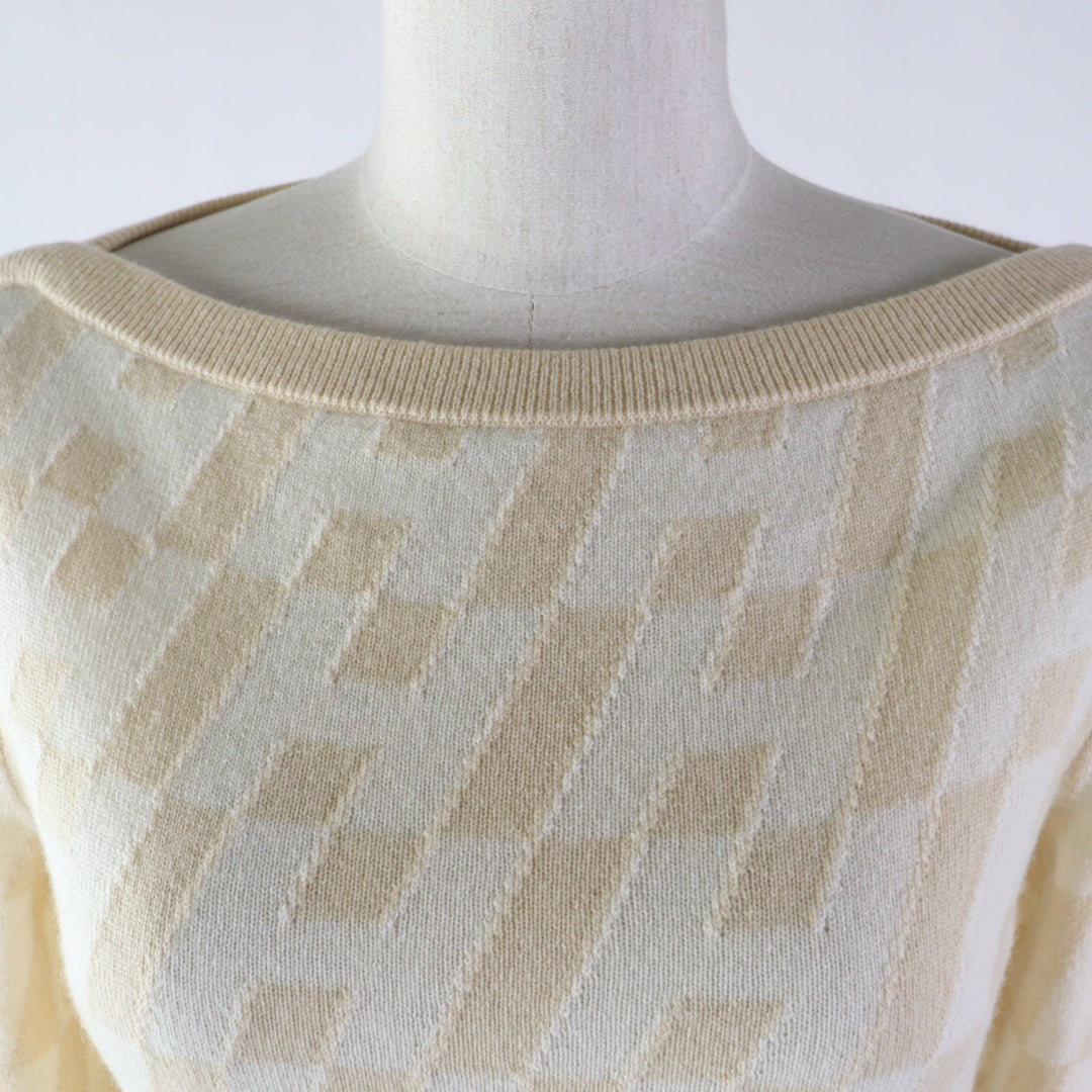 HERMES sweater Main: 100% cashmere Beige Ivory Women 36 Used Authentic