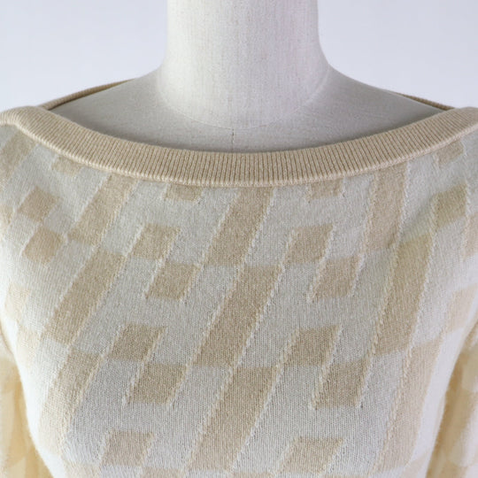 HERMES sweater Main: 100% cashmere Beige Ivory Women 36 Used Authentic