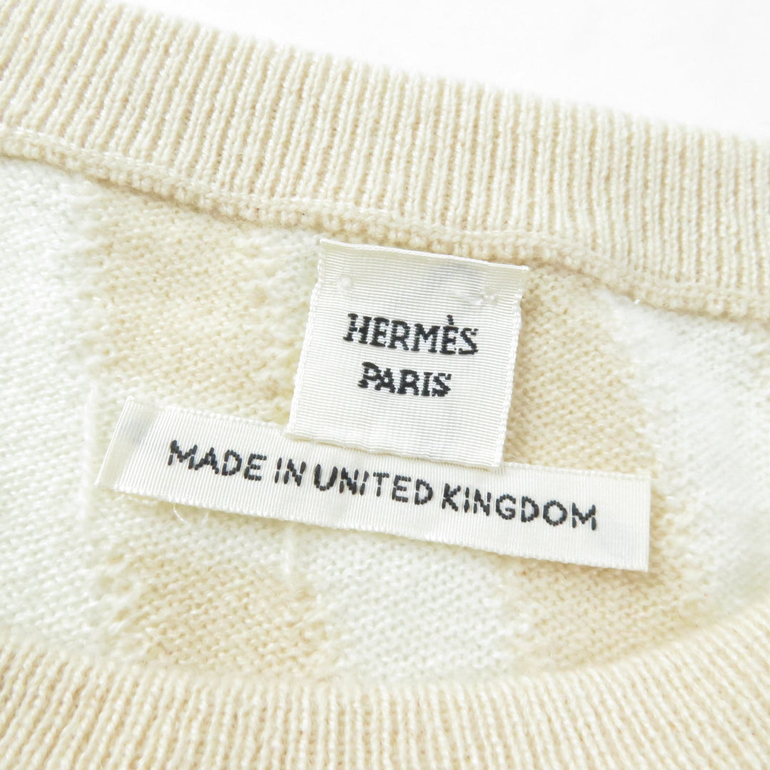 HERMES sweater Main: 100% cashmere Beige Ivory Women 36 Used Authentic