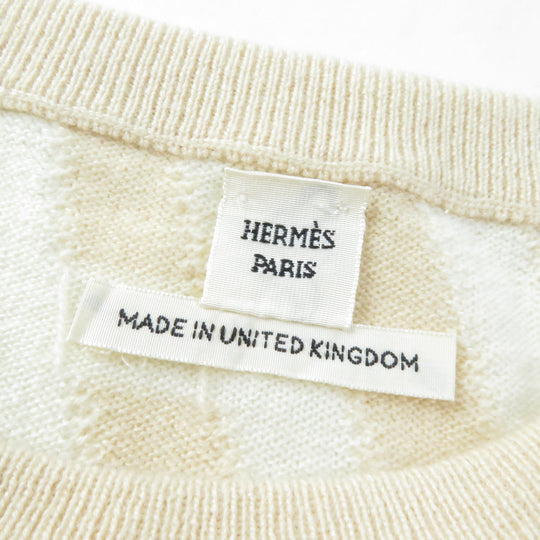 HERMES sweater Main: 100% cashmere Beige Ivory Women 36 Used Authentic