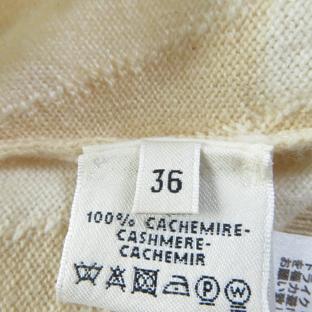 HERMES sweater Main: 100% cashmere Beige Ivory Women 36 Used Authentic