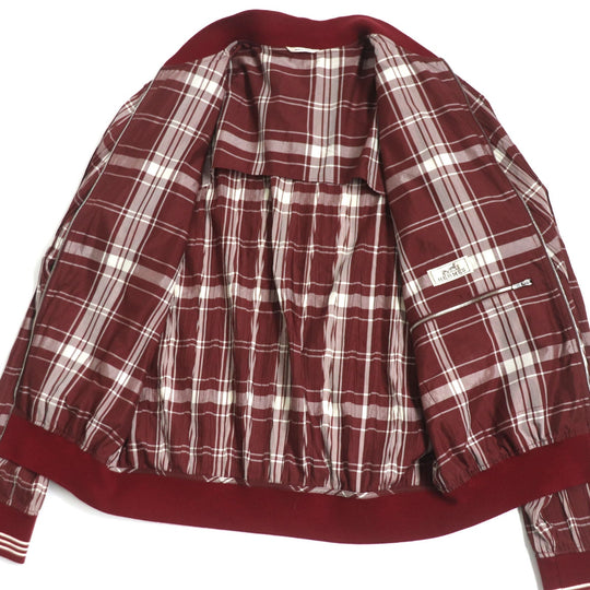 HERMES Blouson Main: 56% cotton, Main: 44% polyester, Knitted part: 83% cotton, 16% nylon, 1% polyurethane Bordeaux mens 52 Used Authentic