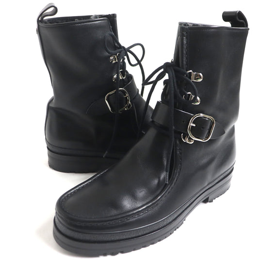 HERMES boots Main: Leather black mens 39.5 Used Authentic