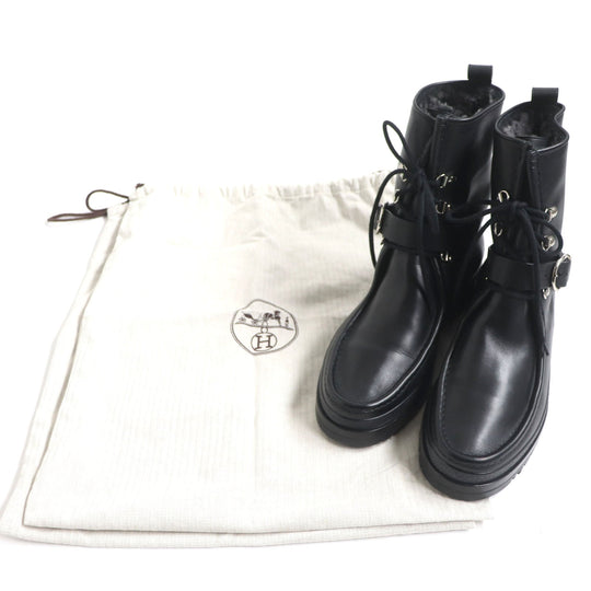 HERMES boots Main: Leather black mens 39.5 Used Authentic