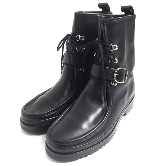 HERMES boots Main: Leather black mens 39.5 Used Authentic