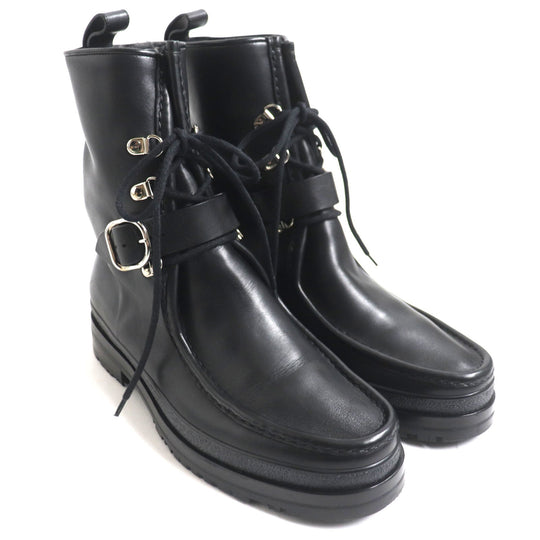 HERMES boots Main: Leather black mens 39.5 Used Authentic