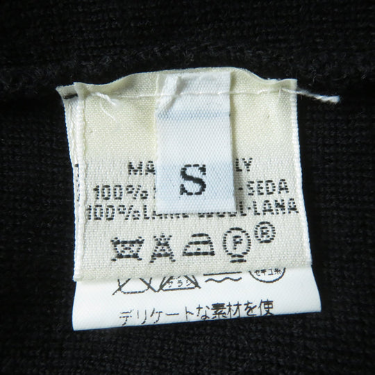 HERMES cardigan Main: 100% wool, Part: 100% silk black Women S Used Authentic