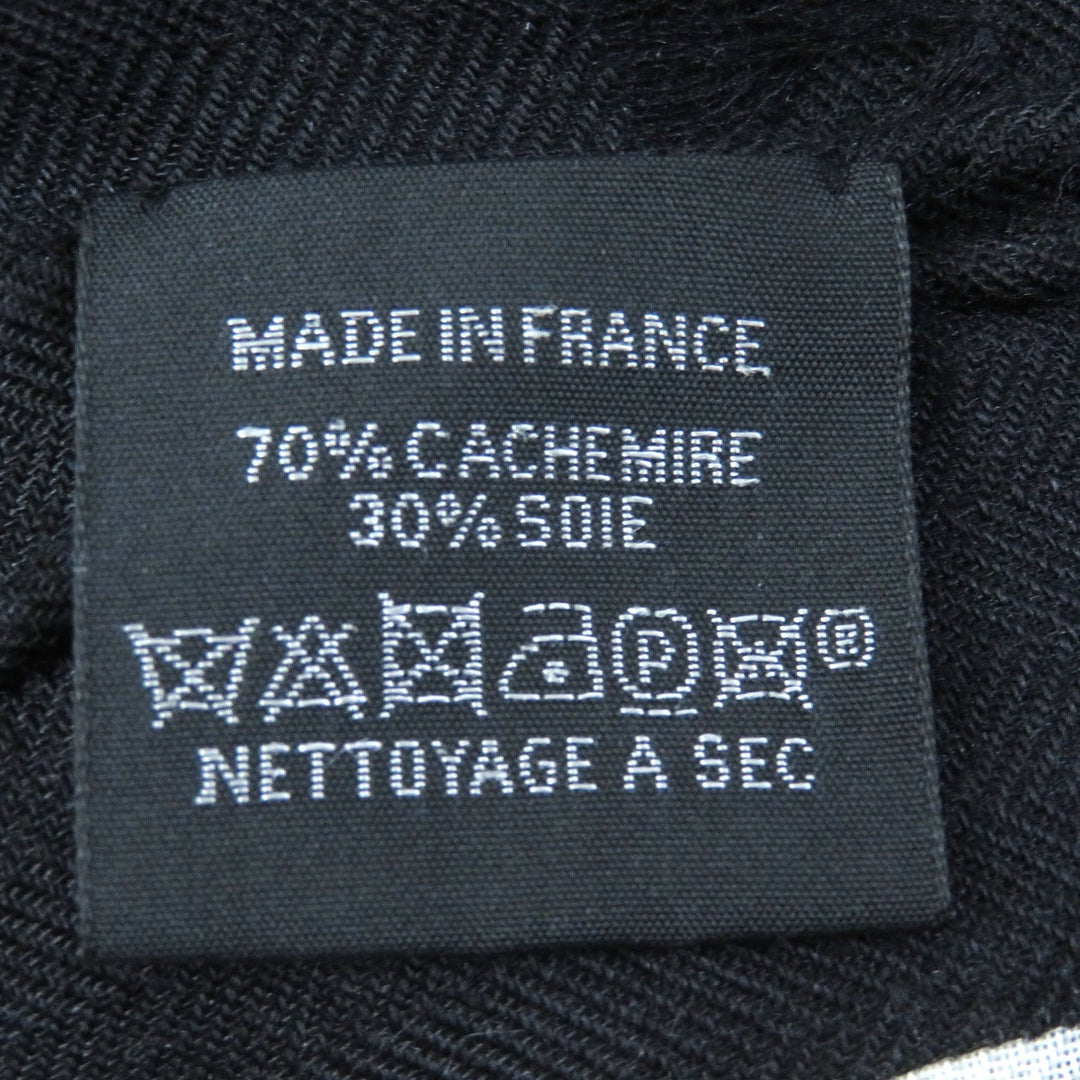 HERMES shawl Main: 70% cashmere, Main: 30% silk Black White Khaki Women Used Authentic