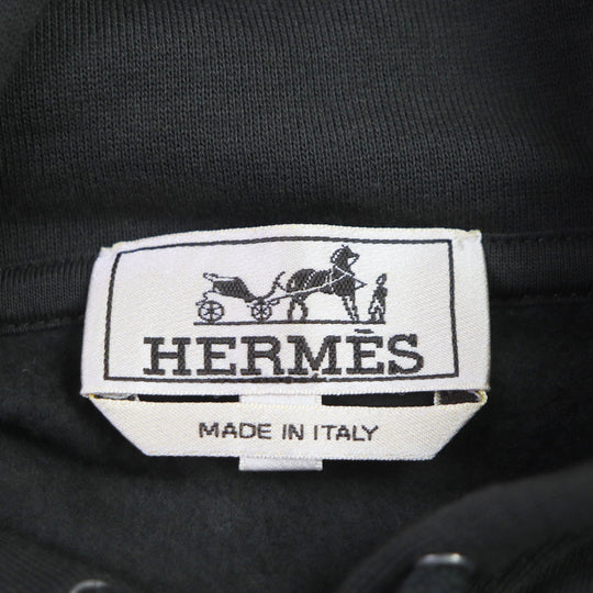 HERMES Hoodie Main: 100% cotton, Part: 90% cotton, Part: 10% polyester, Part: 100% cotton, Part: Lamb leather Khaki type mens M Used Authentic