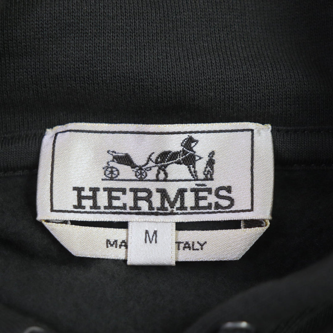 HERMES Hoodie Main: 100% cotton, Part: 90% cotton, Part: 10% polyester, Part: 100% cotton, Part: Lamb leather Khaki type mens M Used Authentic