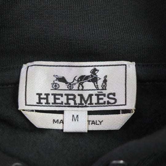 HERMES Hoodie Main: 100% cotton, Part: 90% cotton, Part: 10% polyester, Part: 100% cotton, Part: Lamb leather Khaki type mens M Used Authentic