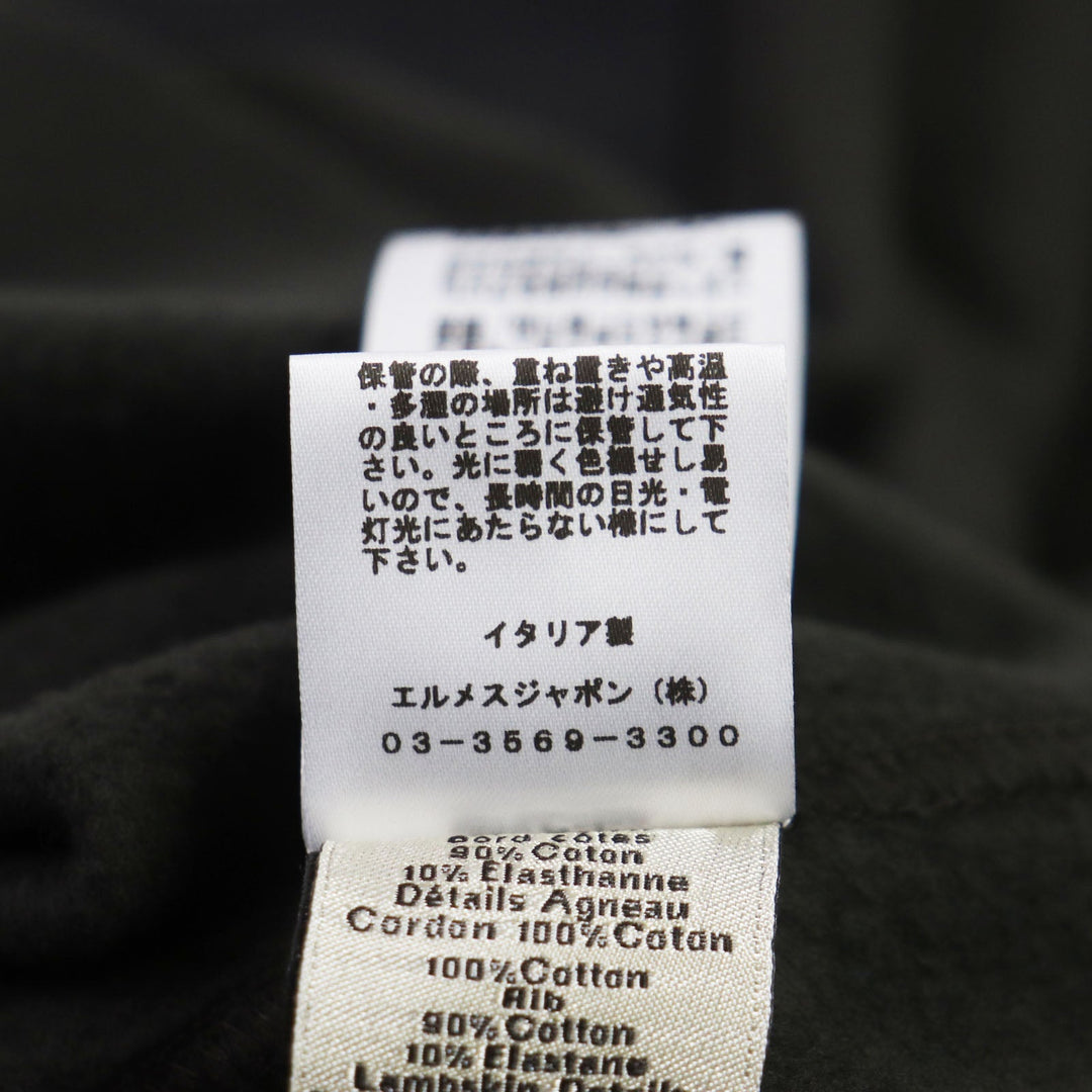 HERMES Hoodie Main: 100% cotton, Part: 90% cotton, Part: 10% polyester, Part: 100% cotton, Part: Lamb leather Khaki type mens M Used Authentic