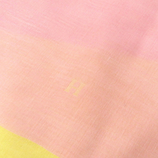 HERMES Stall Main: 100% silk Pink Yellow Women Used Authentic
