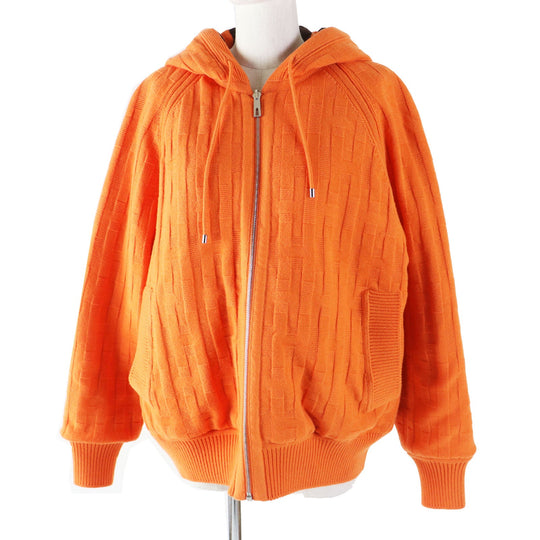 HERMES Down jacket Outer: 100% wool, Filling: 90% down, Filling: 10% feather, Lining: 100% polyester Orange Women 40 Used Authentic