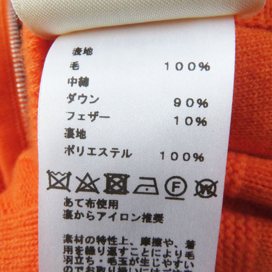 HERMES Down jacket Outer: 100% wool, Filling: 90% down, Filling: 10% feather, Lining: 100% polyester Orange Women 40 Used Authentic