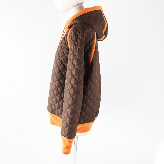 HERMES Down jacket Outer: 100% wool, Filling: 90% down, Filling: 10% feather, Lining: 100% polyester Orange Women 40 Used Authentic