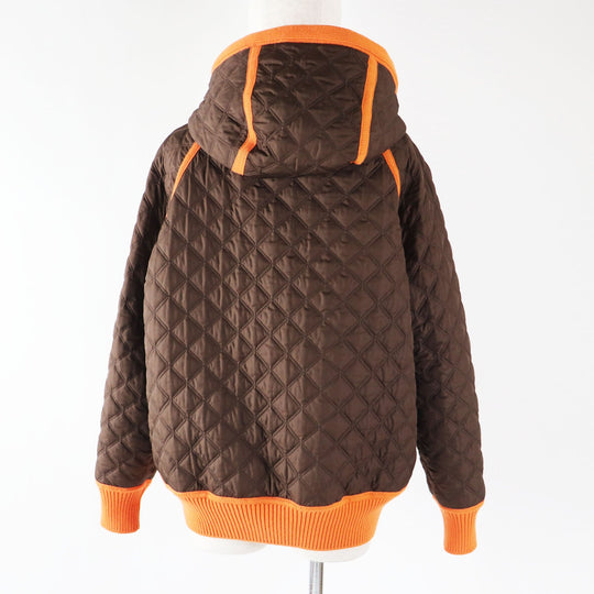 HERMES Down jacket Outer: 100% wool, Filling: 90% down, Filling: 10% feather, Lining: 100% polyester Orange Women 40 Used Authentic