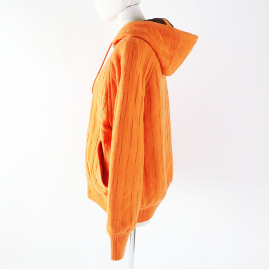 HERMES Down jacket Outer: 100% wool, Filling: 90% down, Filling: 10% feather, Lining: 100% polyester Orange Women 40 Used Authentic