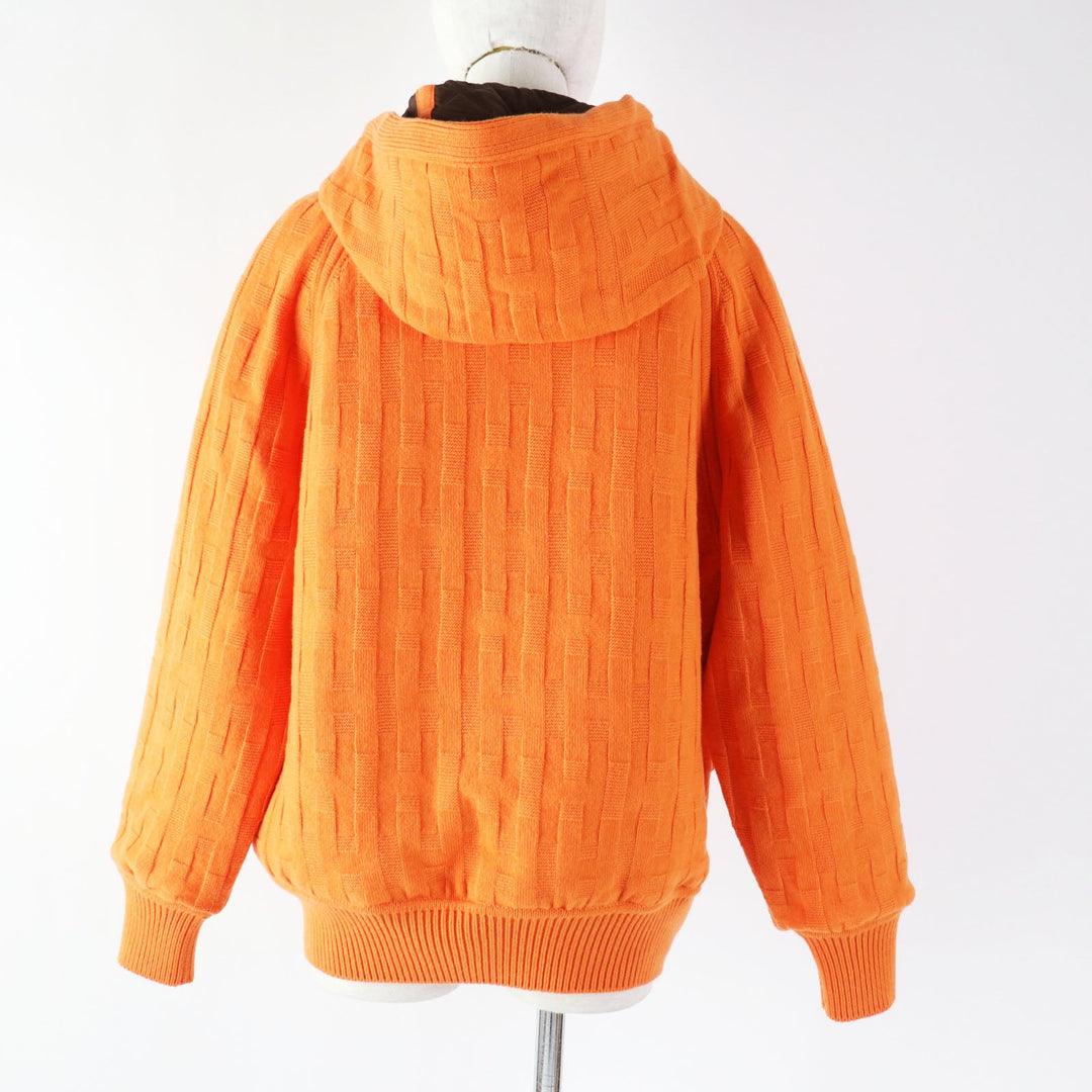 HERMES Down jacket Outer: 100% wool, Filling: 90% down, Filling: 10% feather, Lining: 100% polyester Orange Women 40 Used Authentic