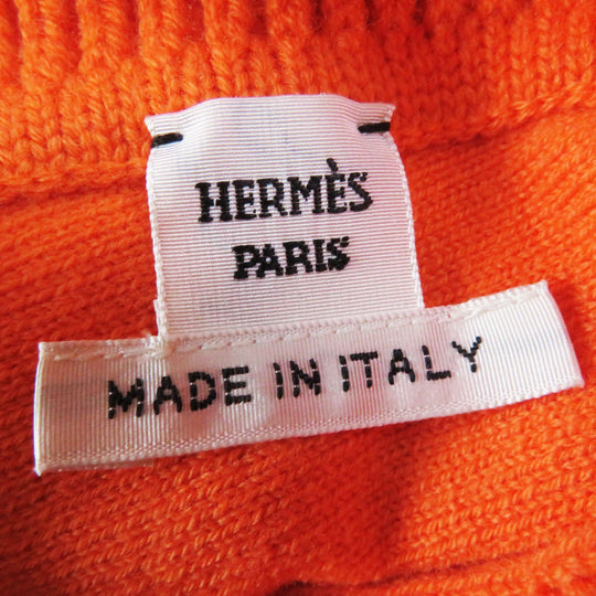 HERMES Down jacket Outer: 100% wool, Filling: 90% down, Filling: 10% feather, Lining: 100% polyester Orange Women 40 Used Authentic