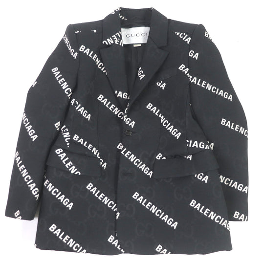 GUCCI tailored jacket 676014 Outer: 70% cotton, Outer: 30% polyester, Lining: 100% rayon black The Hacker Jumbo GG Jacket mens 48 Used Authentic