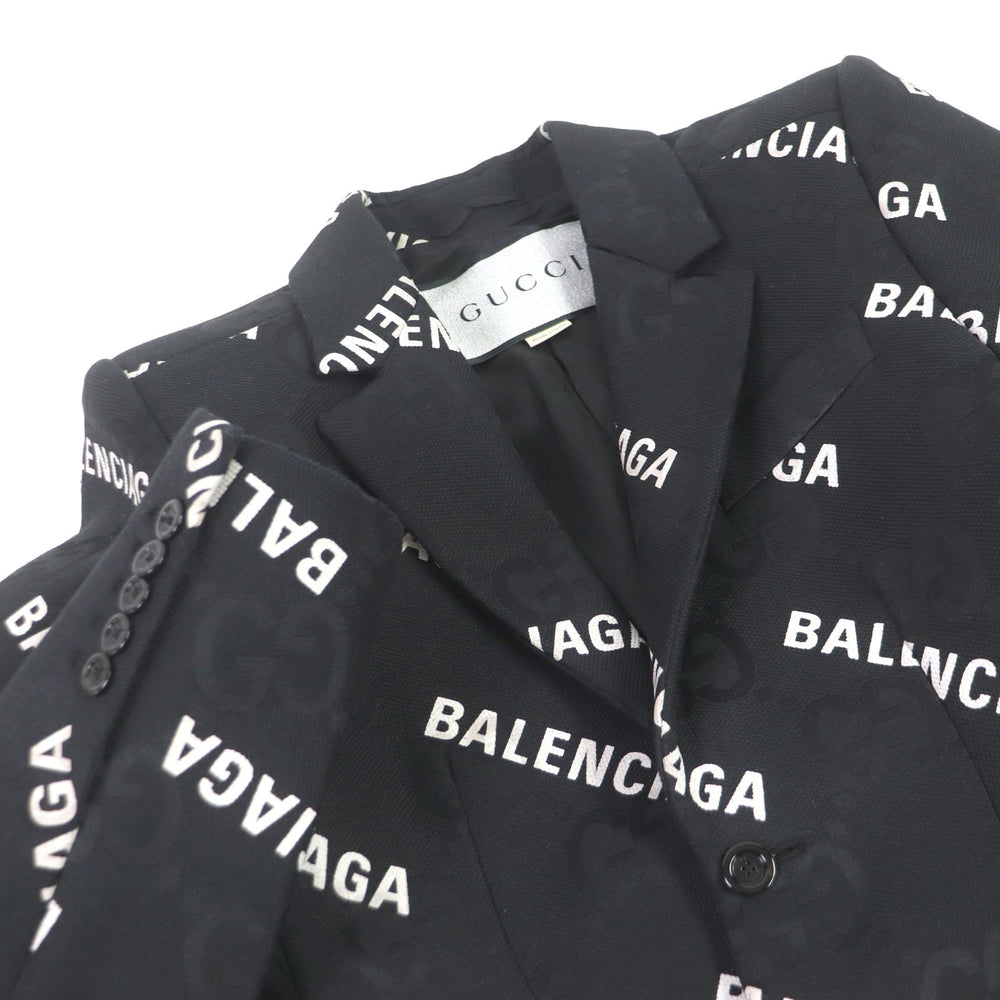 GUCCI tailored jacket 676014 Outer: 70% cotton, Outer: 30% polyester, Lining: 100% rayon black The Hacker Jumbo GG Jacket mens 48 Used Authentic