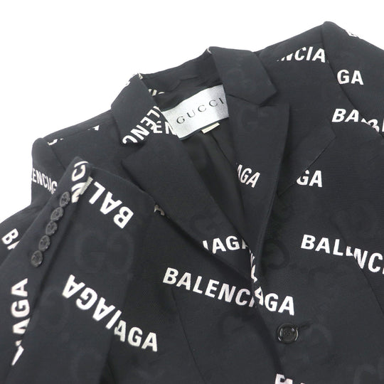 GUCCI tailored jacket 676014 Outer: 70% cotton, Outer: 30% polyester, Lining: 100% rayon black The Hacker Jumbo GG Jacket mens 48 Used Authentic