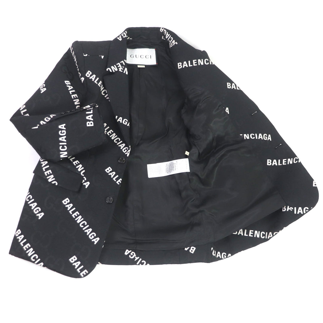 GUCCI tailored jacket 676014 Outer: 70% cotton, Outer: 30% polyester, Lining: 100% rayon black The Hacker Jumbo GG Jacket mens 48 Used Authentic