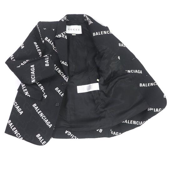 GUCCI tailored jacket 676014 Outer: 70% cotton, Outer: 30% polyester, Lining: 100% rayon black The Hacker Jumbo GG Jacket mens 48 Used Authentic