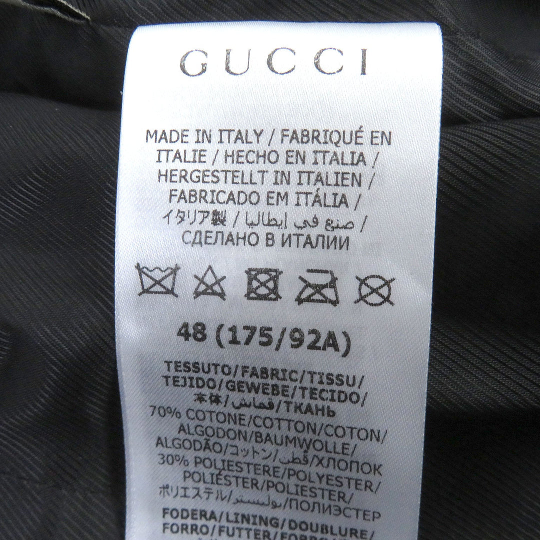 GUCCI tailored jacket 676014 Outer: 70% cotton, Outer: 30% polyester, Lining: 100% rayon black The Hacker Jumbo GG Jacket mens 48 Used Authentic