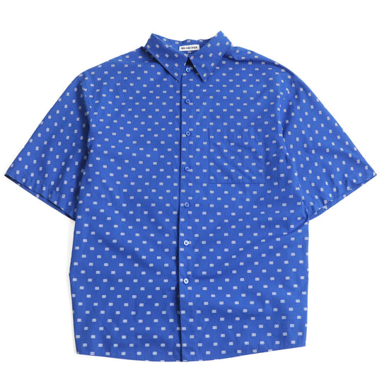 BALENCIAGA Short sleeve shirt 583560 TELE5 cotton blue mens 36 Used Authentic