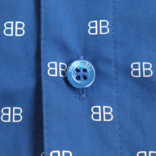 BALENCIAGA Short sleeve shirt 583560 TELE5 cotton blue mens 36 Used Authentic