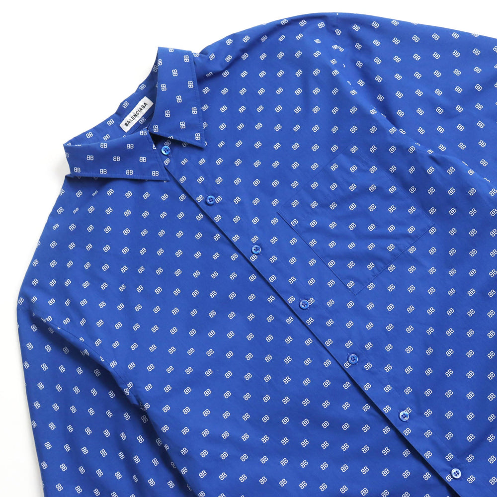BALENCIAGA Short sleeve shirt 583560 TELE5 cotton blue mens 36 Used Authentic