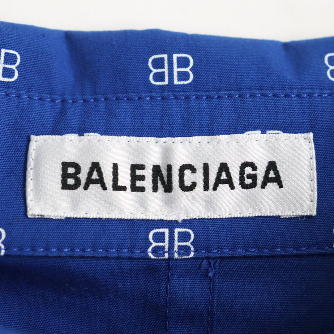 BALENCIAGA Short sleeve shirt 583560 TELE5 cotton blue mens 36 Used Authentic