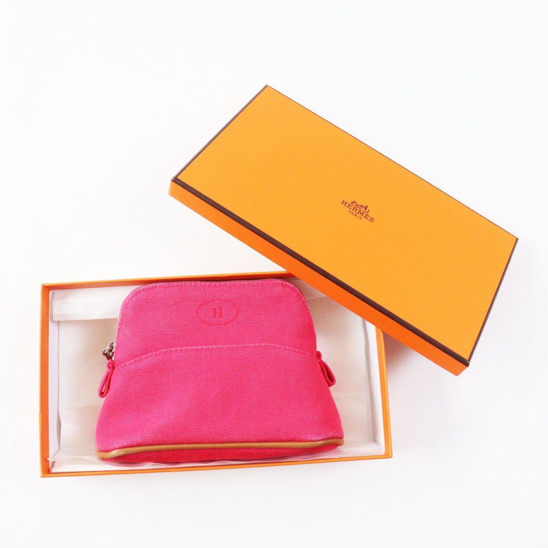 HERMES Cosmetics Pouch Outer: 100% cotton; Lining: 40% polyurethane, 35% cotton, 25% polyamide hibiscus Boride pouch mini mini Women Used Authentic