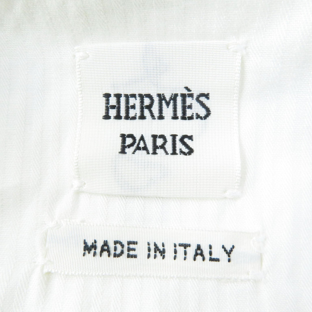 HERMES Denim Jacket 3E0231D5 Outer material: 98% cotton, Outer material: 2% polyurethane, Lining: 100% cotton, Leather part: Cowhide White navy Women 38 Used Authentic