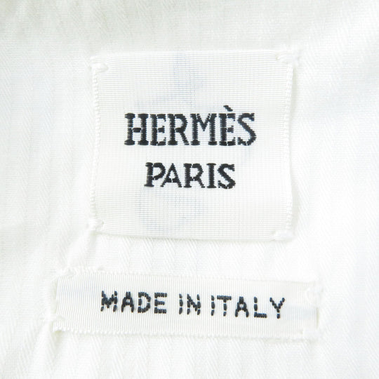 HERMES Denim Jacket 3E0231D5 Outer material: 98% cotton, Outer material: 2% polyurethane, Lining: 100% cotton, Leather part: Cowhide White navy Women 38 Used Authentic