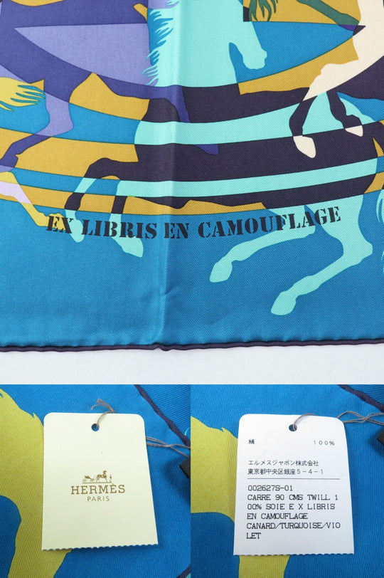HERMES scarf silk multicolor Bookplate Carre90