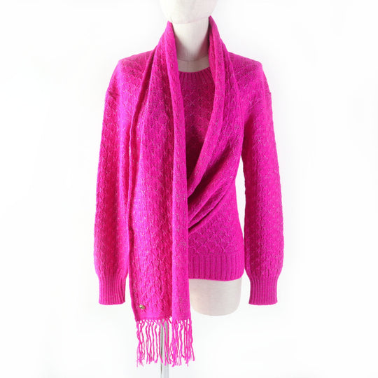CHANEL knit P44135 Main: 75% alpaca, Main: 20% rayon, Main: 5% polyester pink Women 36 Used Authentic