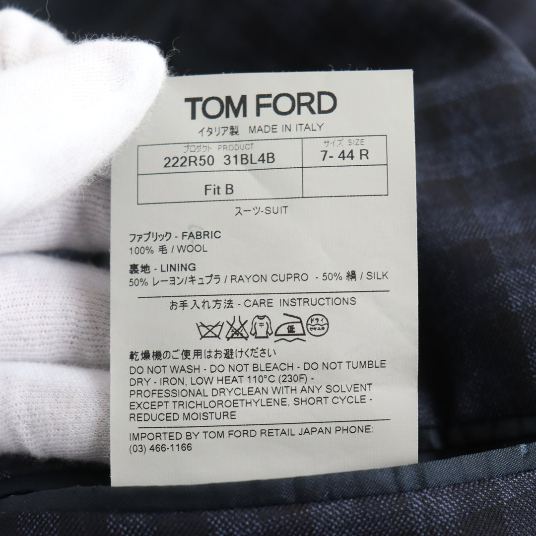 TOM FORD suit Main: 100% wool, Lining: 50% cupra, Lining: 50% silk, Lining: 100% rayon Navy mens 44 Used Authentic