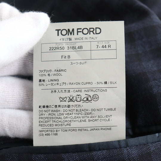 TOM FORD suit Main: 100% wool, Lining: 50% cupra, Lining: 50% silk, Lining: 100% rayon Navy mens 44 Used Authentic